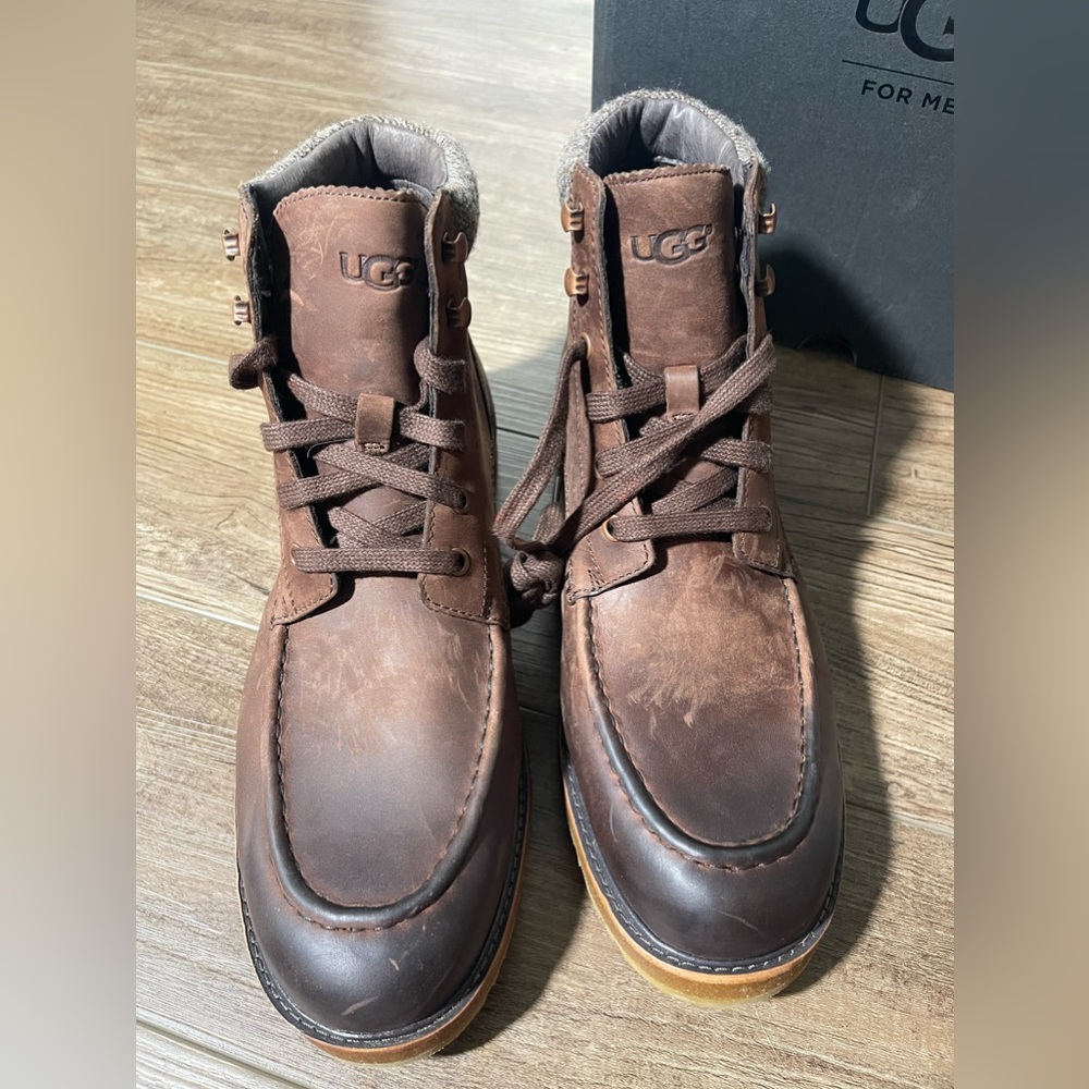 UGG Merrick Brown Stout Leather Boots Mens Size 10 - NIB